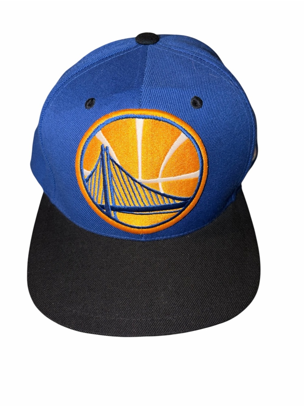 EUC Mitchell & Ness Golden State Warriors Snapback Hat Blue Black NBA Cap Sports